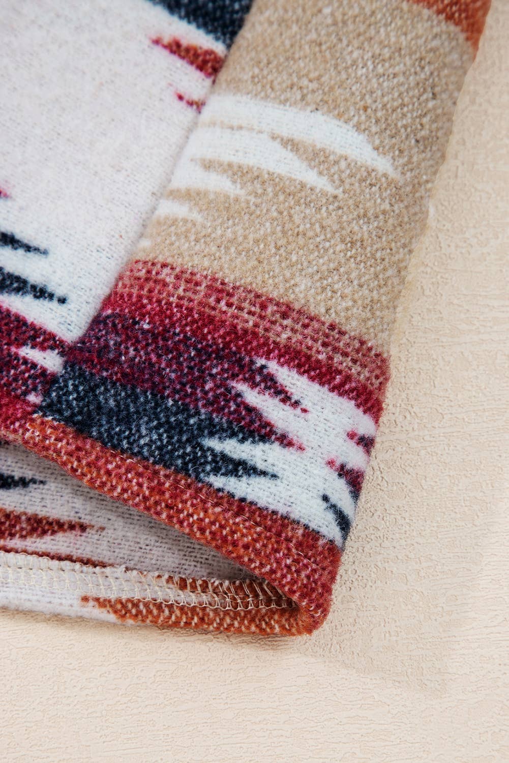 Western Aztec Striped Patchwork Raw Hem Shacket (S-XL)