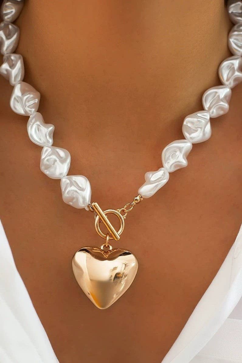 Pearl Heart Charm Necklace