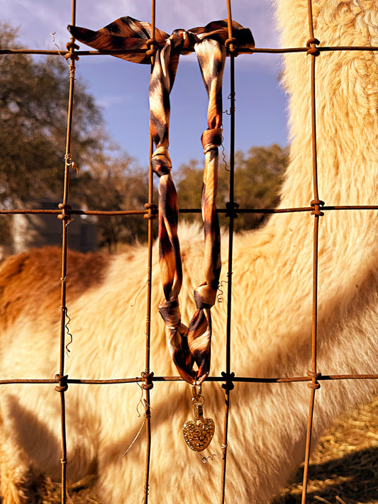Heart Charm Scarf Necklace
