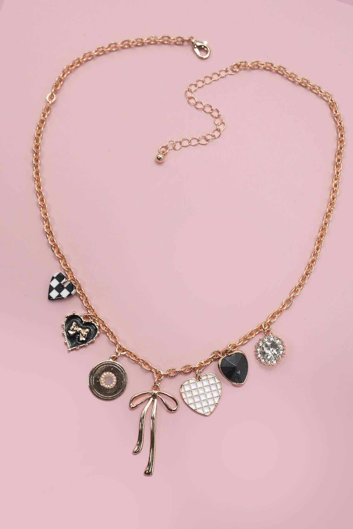 Rhinestone Heart Charm Necklace