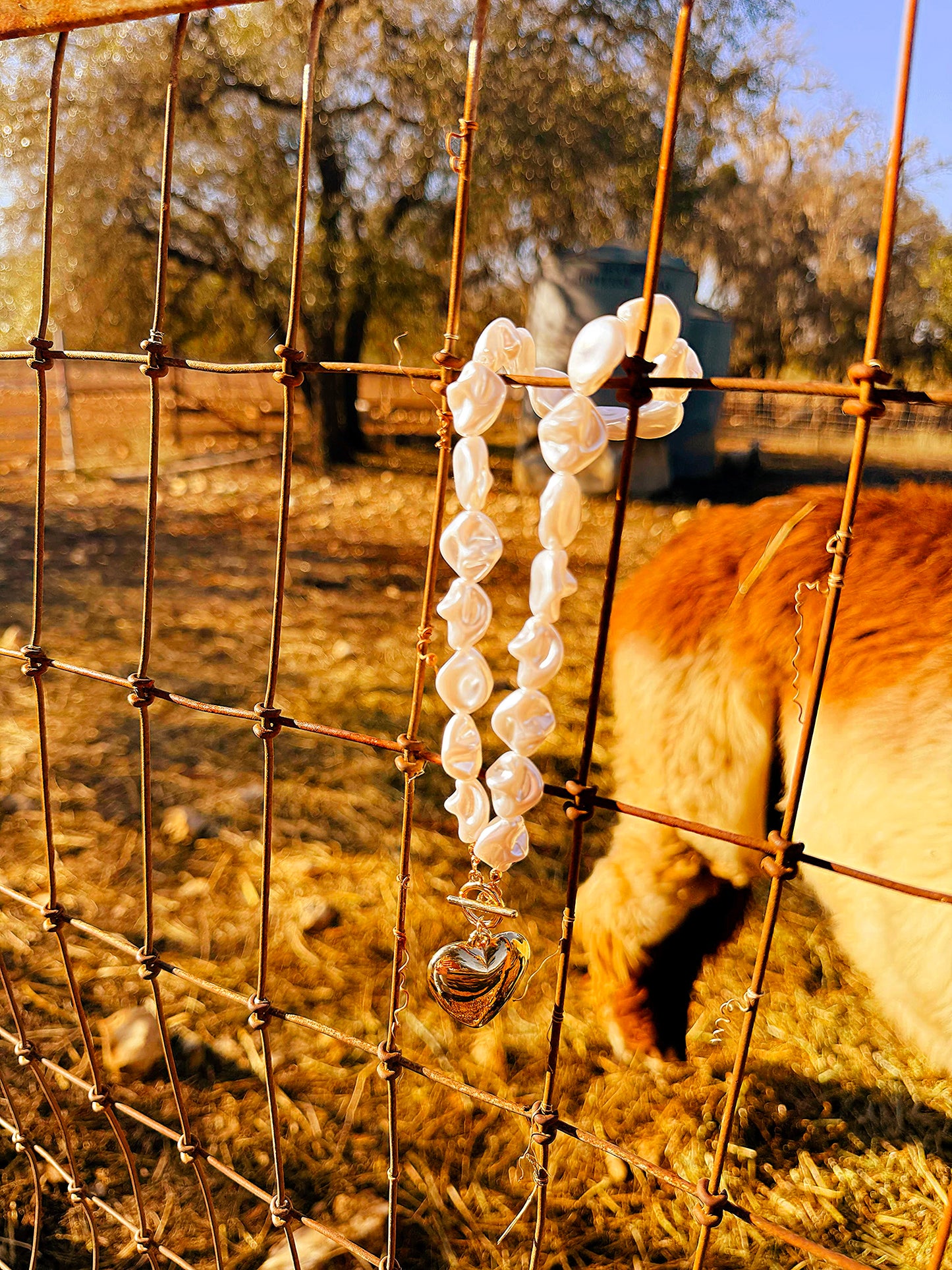 Pearl Heart Charm Necklace