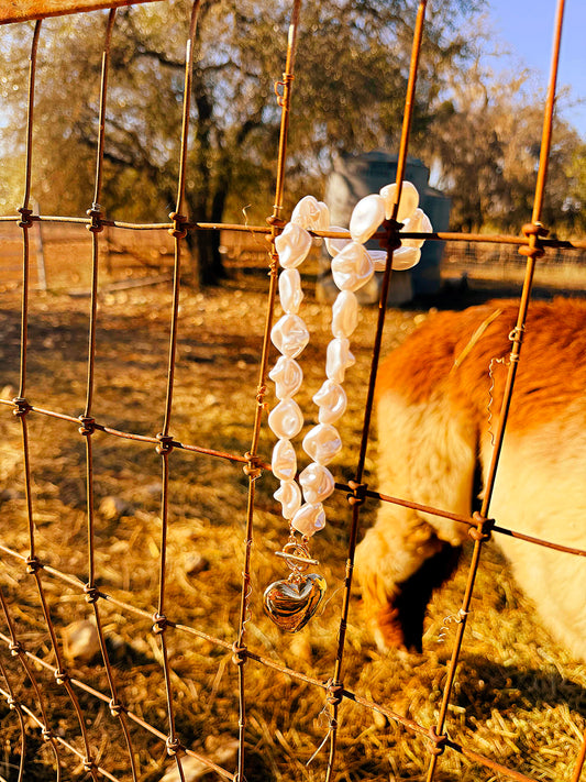 Pearl Heart Charm Necklace