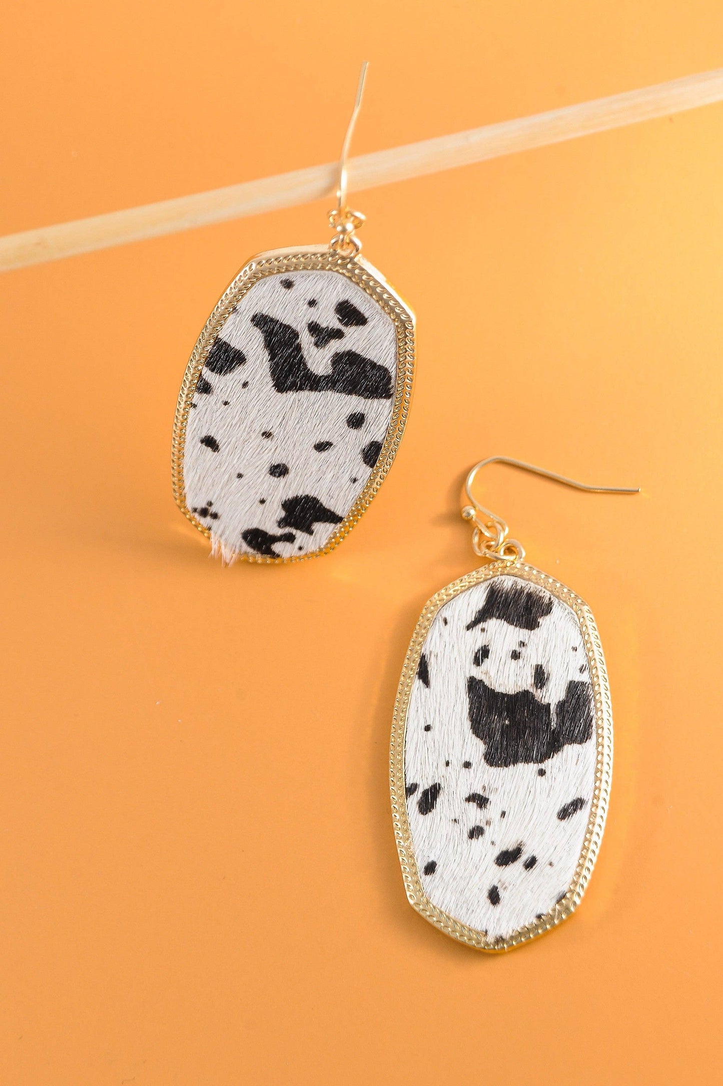 Cow Print Leather Drop Earrings