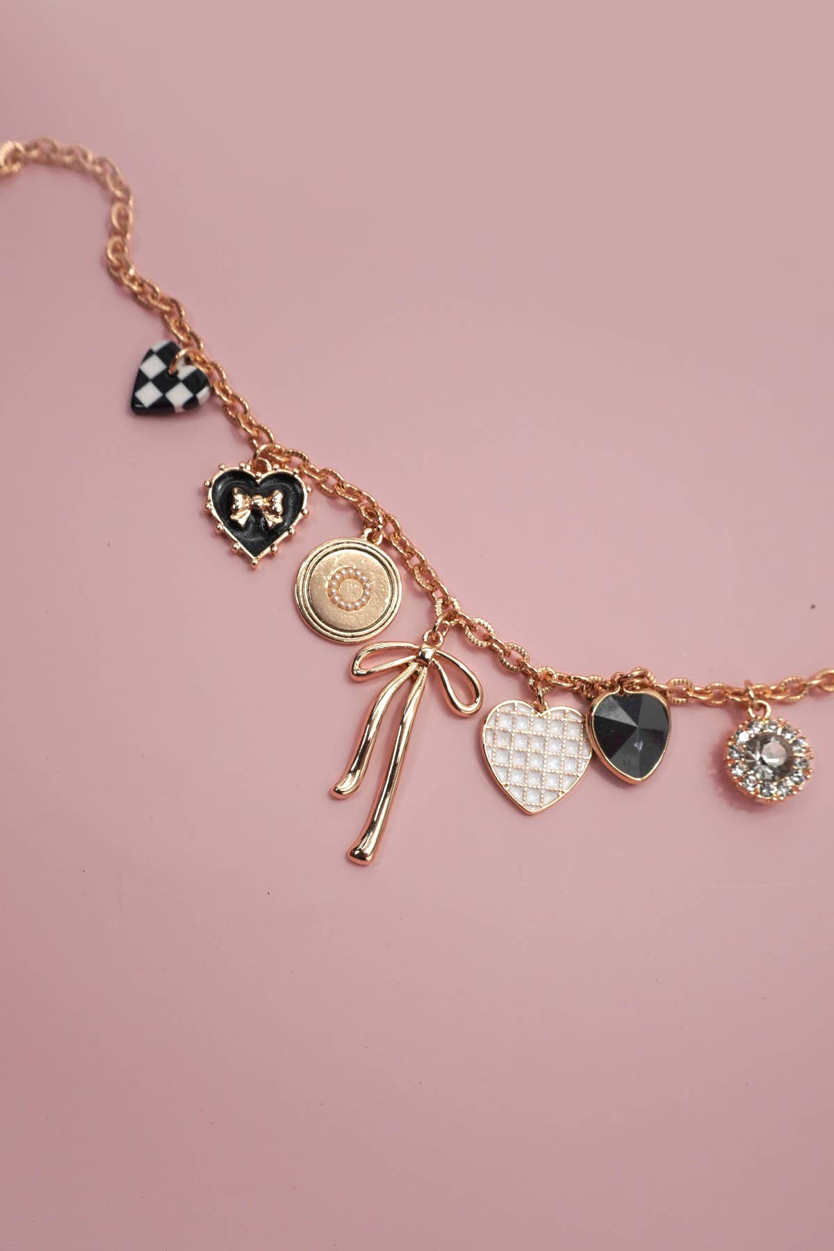 Rhinestone Heart Charm Necklace