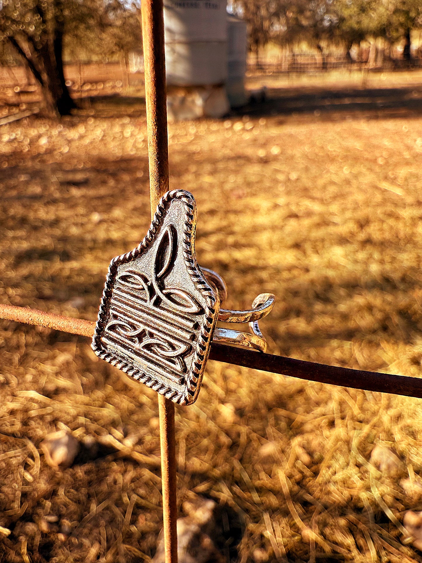 Cattle Tag Cuff Ring