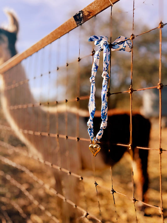 Vintage Blue Heart Charm Necklace