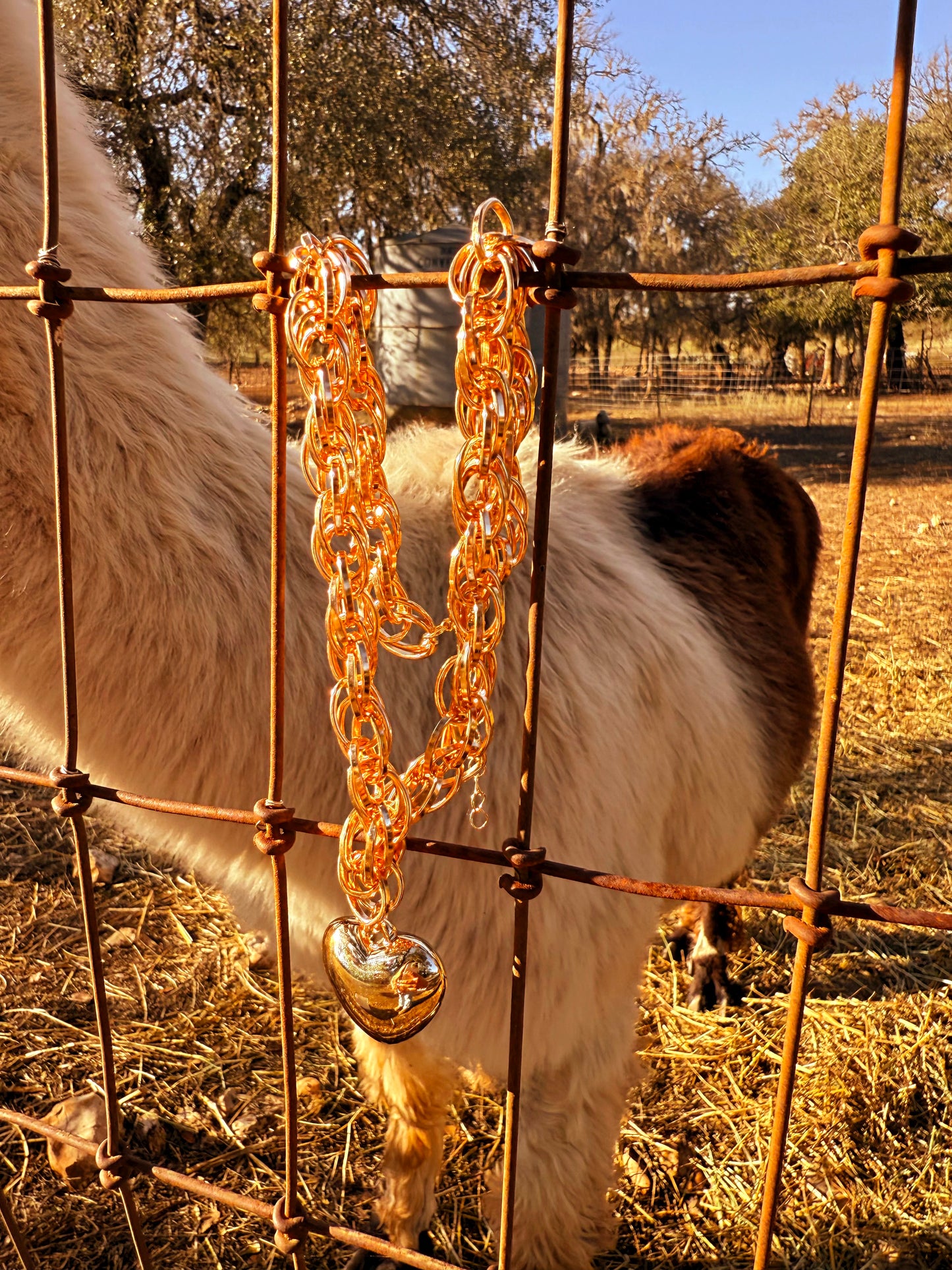 Puffy Chain Heart Charm Necklace
