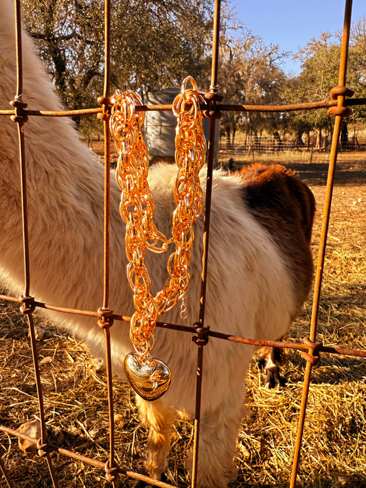 Puffy Chain Heart Charm Necklace
