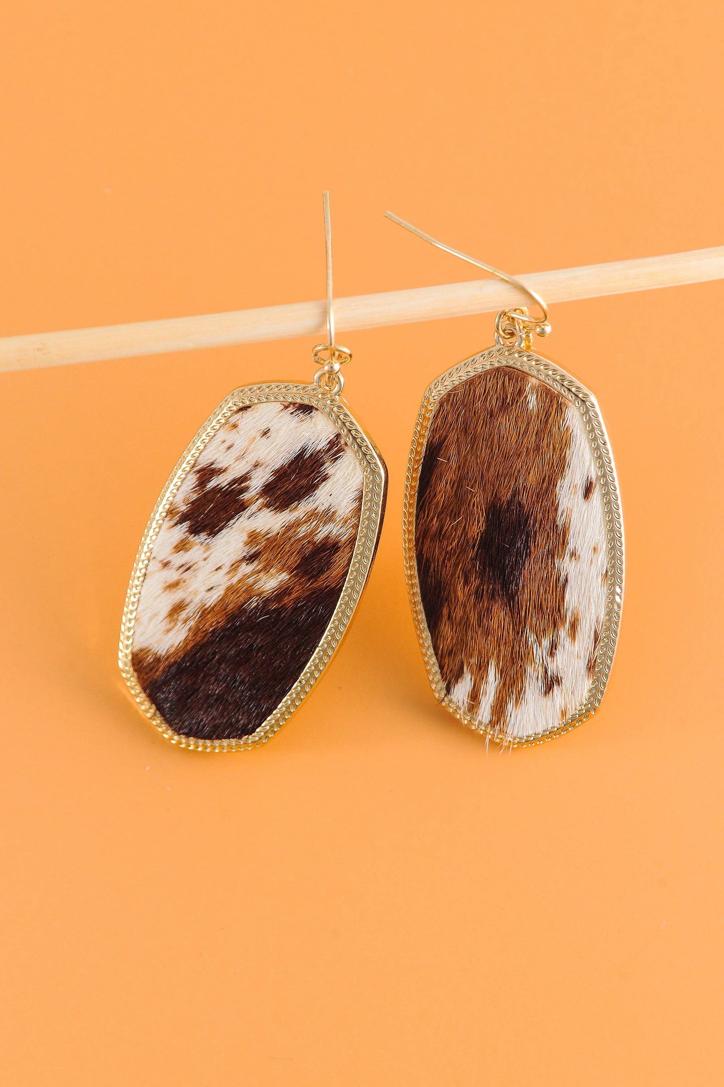 Cow Print Leather Drop Earrings