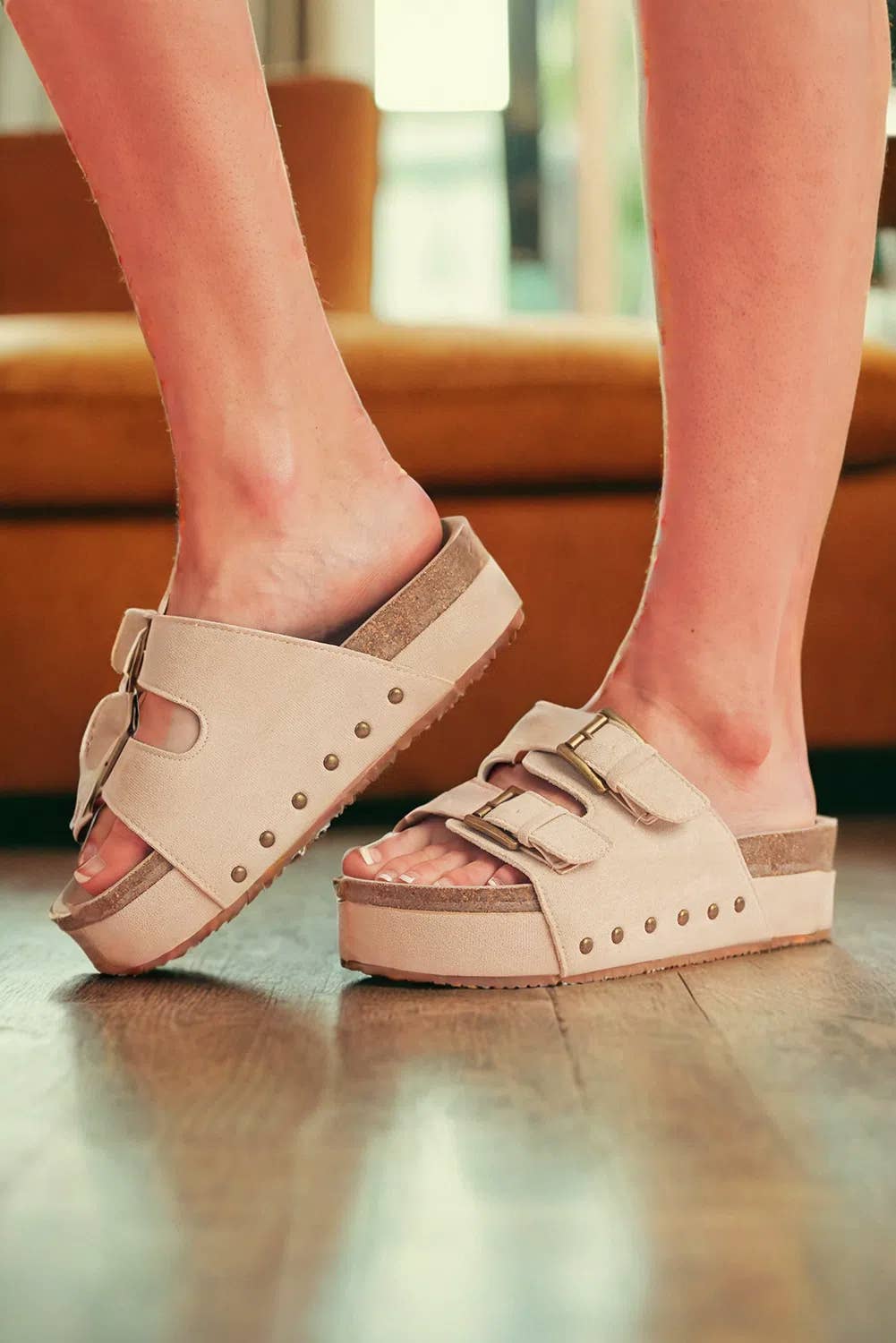 Suede Buckle Sandals